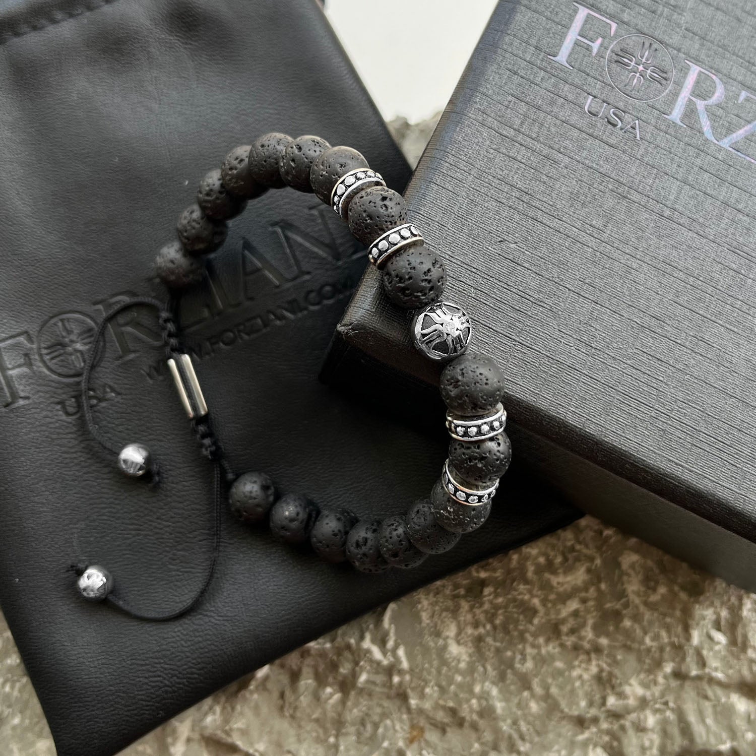 Equinox Men's Beaded Bracelet Lava Stone, 8mm – Forziani