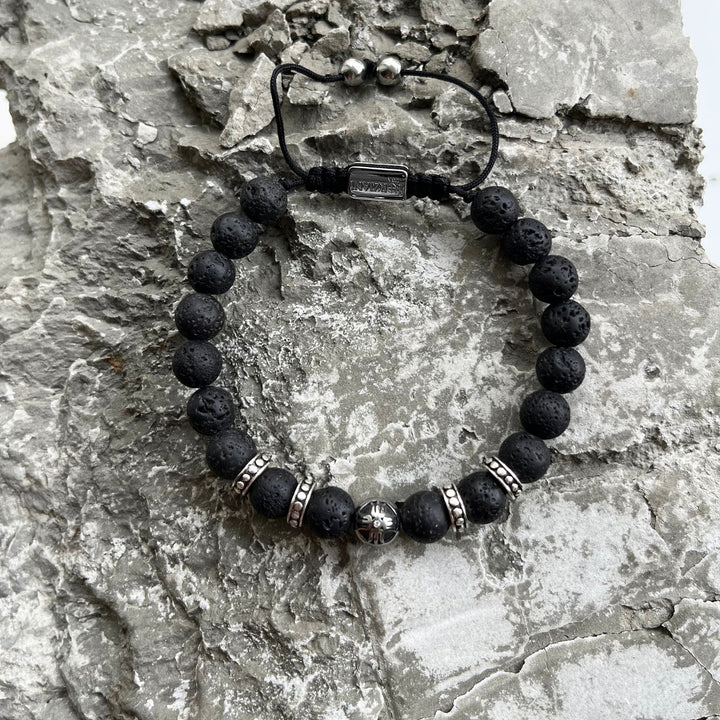 Equinox Men’s Beaded Bracelet Lava Stone, 8mm