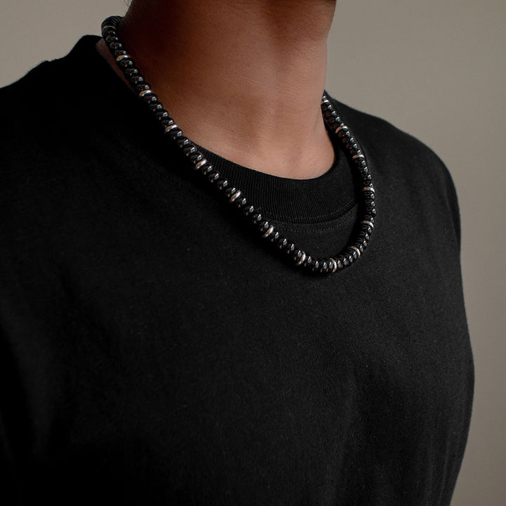 Explorer Black Onyx Disk Beads Necklace