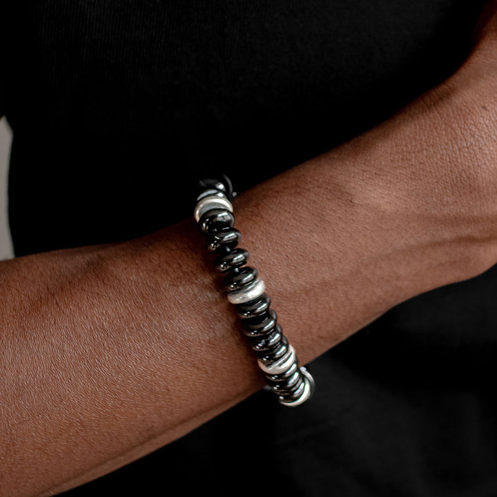 Explorer Black Onyx Disk Beads Bracelet, 10mm