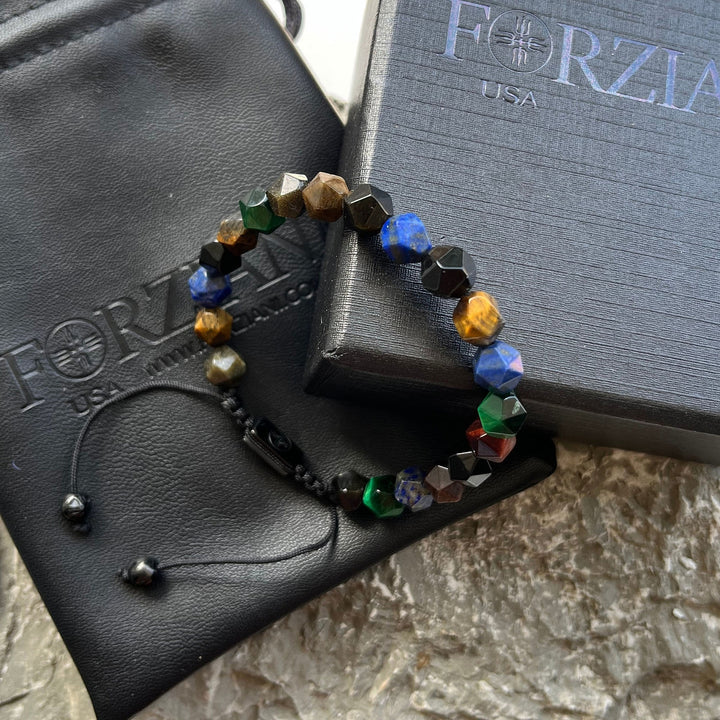 Hex Multi Gemstone Beads Bracelet, 8mm