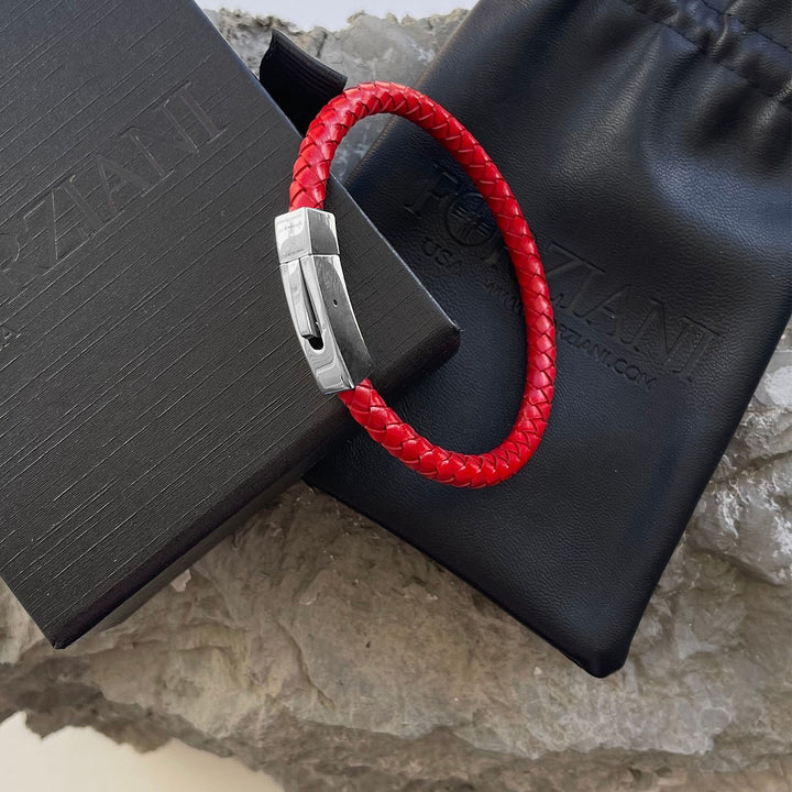 Leo Red Braided Leather Bracelet