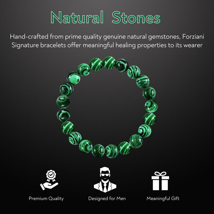 Malachite Beaded Bracelet for Men, 10mm