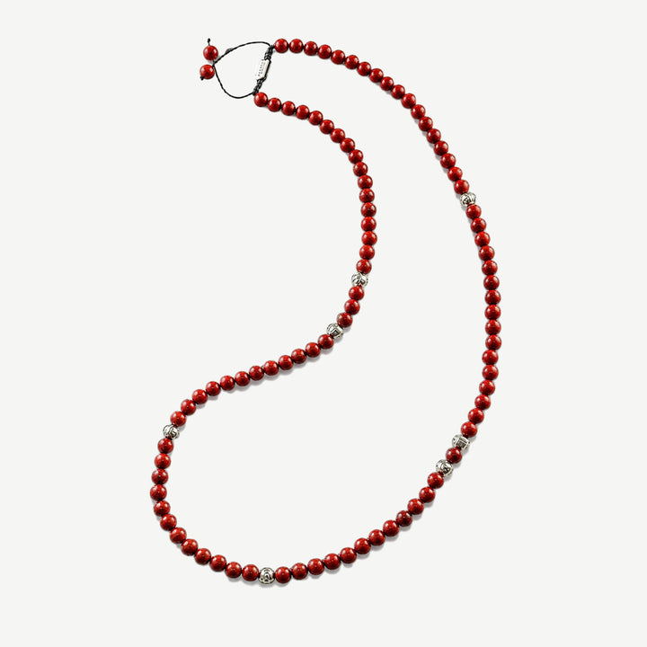 Summit Men’s Beaded Necklace Red Jasper
