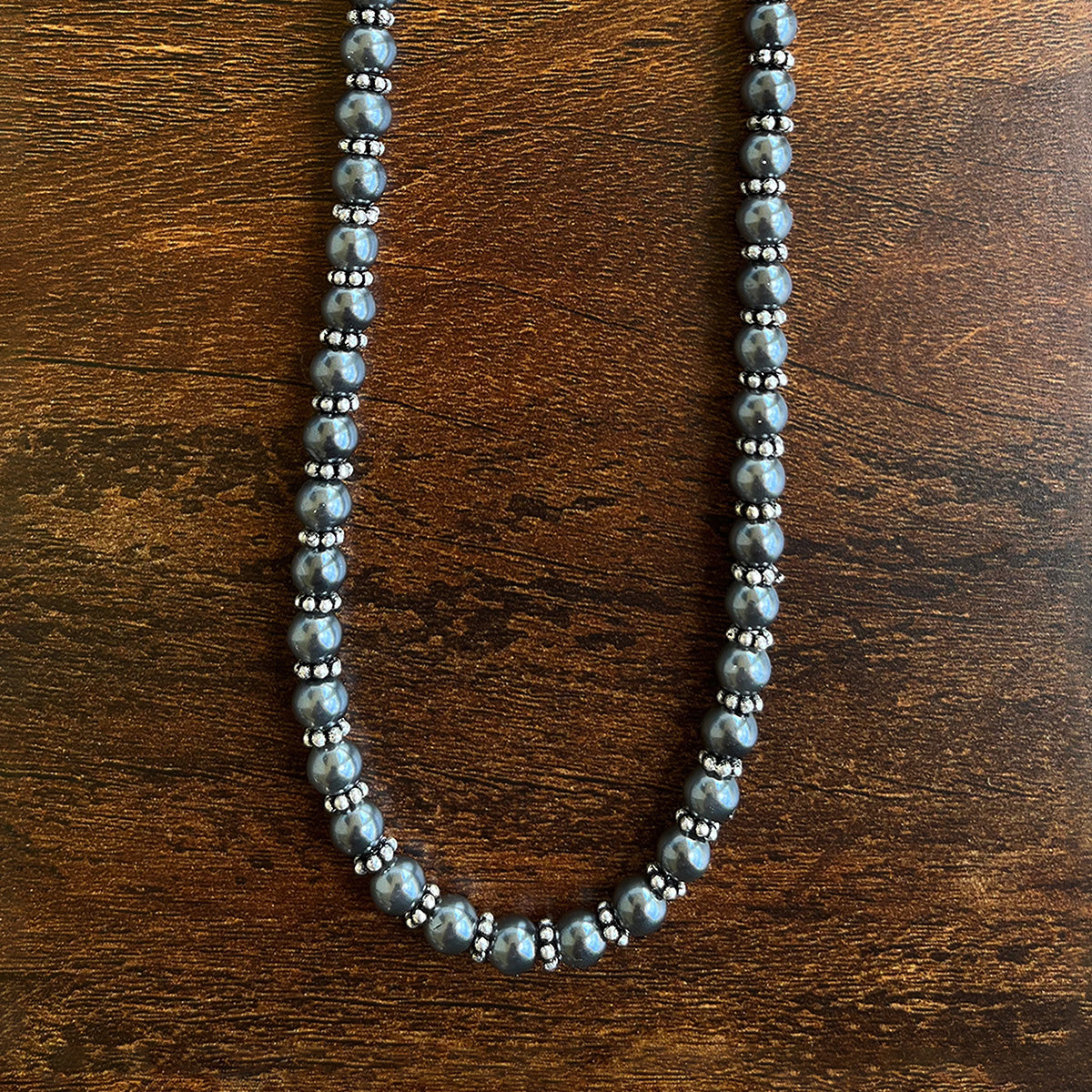 Men's Black Pearls Necklace, Silver – Forziani