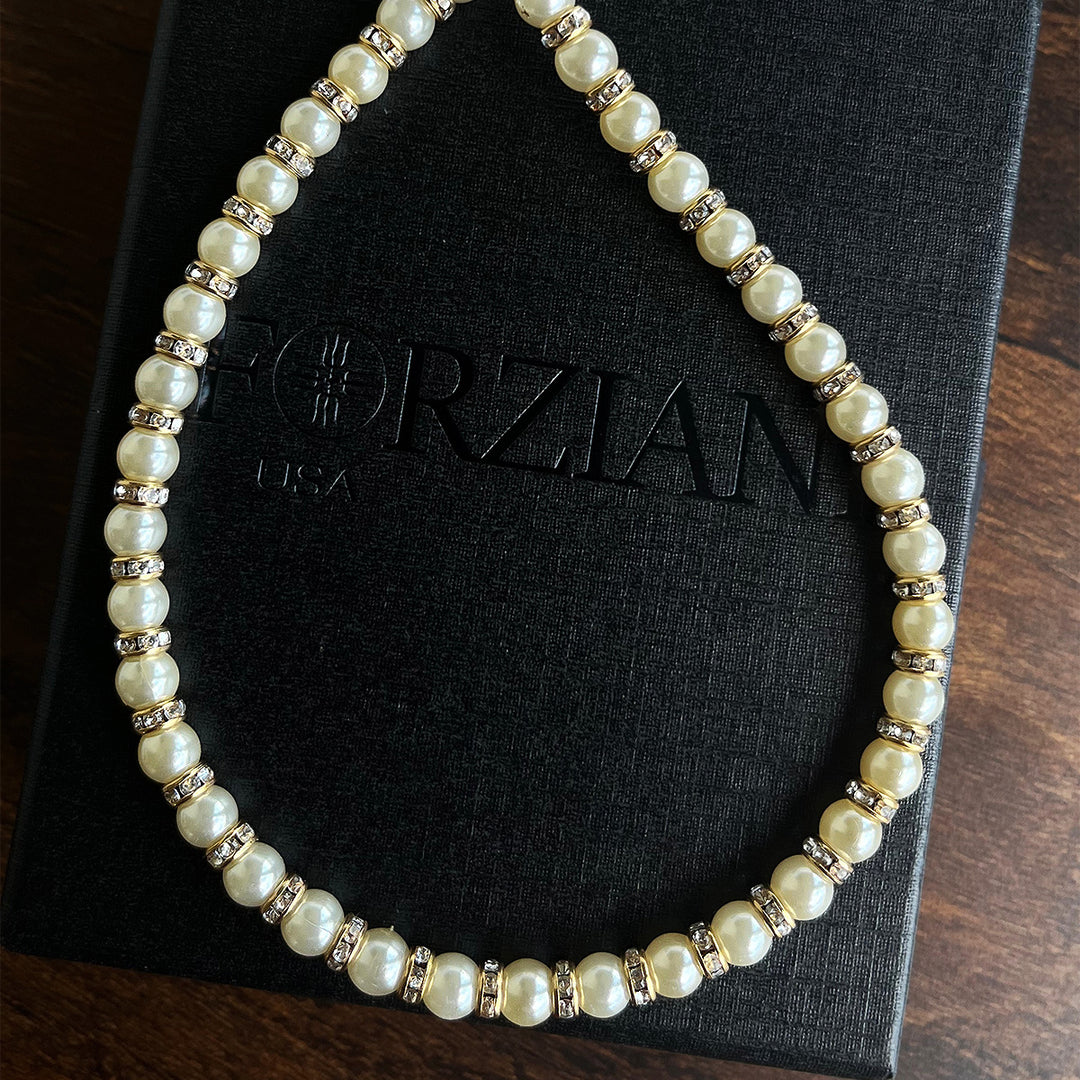 Men’s Ivory Pearls Necklace, Gold