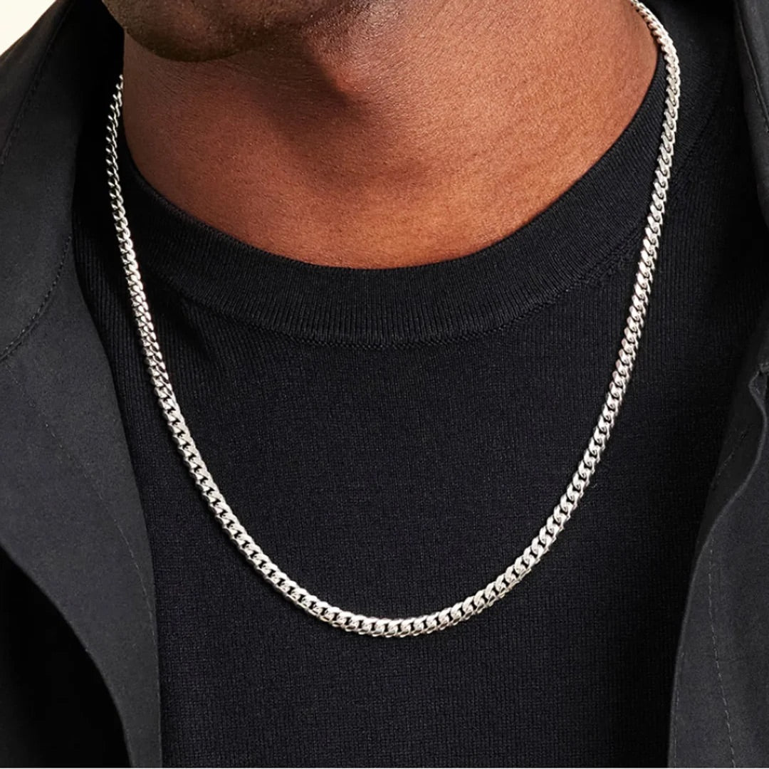 Men's Cuban Curb Link Chain Necklace Silver