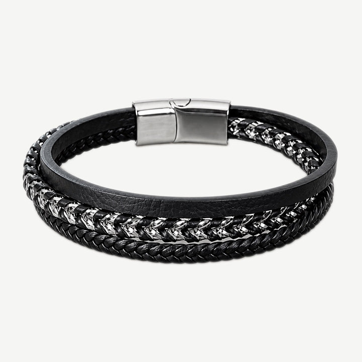Strata Leather & Chain Bracelet