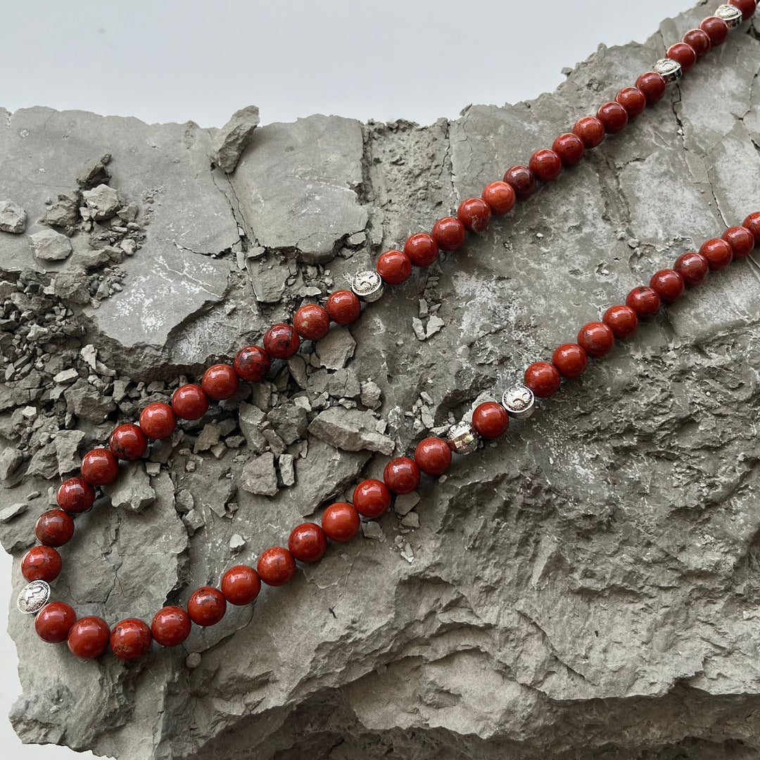 Summit Men’s Beaded Necklace Red Jasper