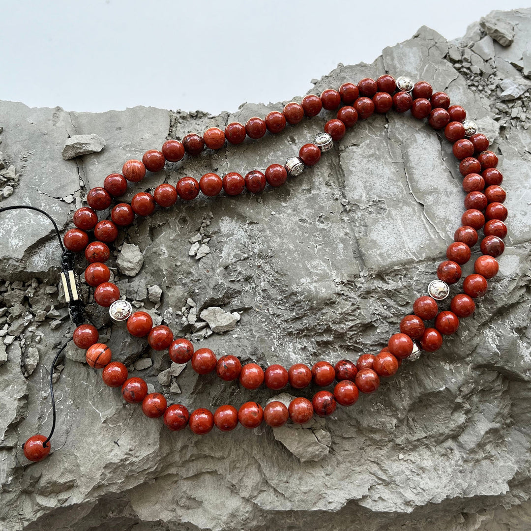 Summit Men’s Beaded Necklace Red Jasper