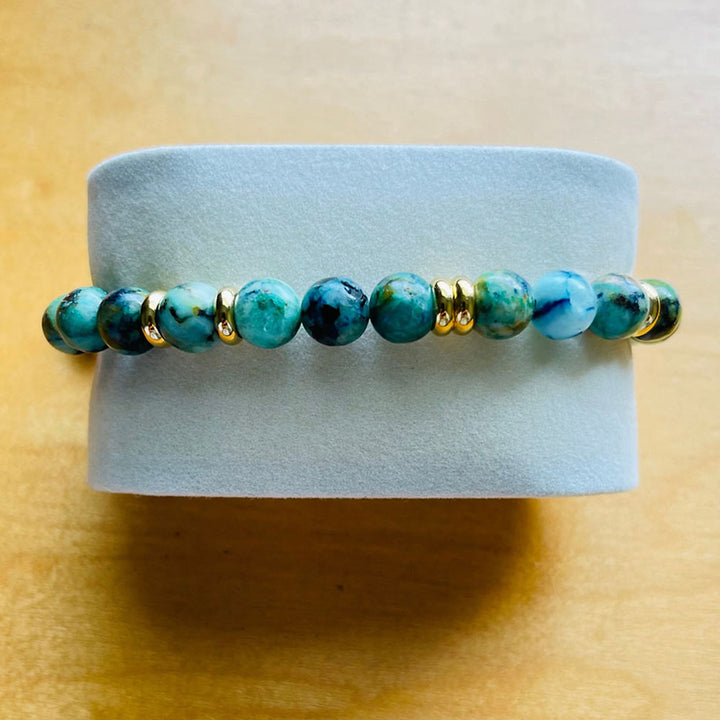 Summit Men’s Beaded Bracelet Turquoise Gold, 6mm