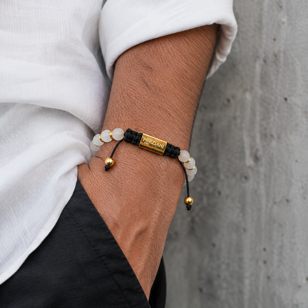Summit Men’s Beaded Bracelet Moonstone Gold, 6mm