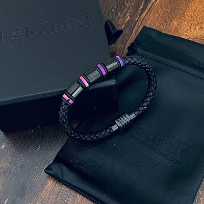 Titanium Leather and Steel Bracelet