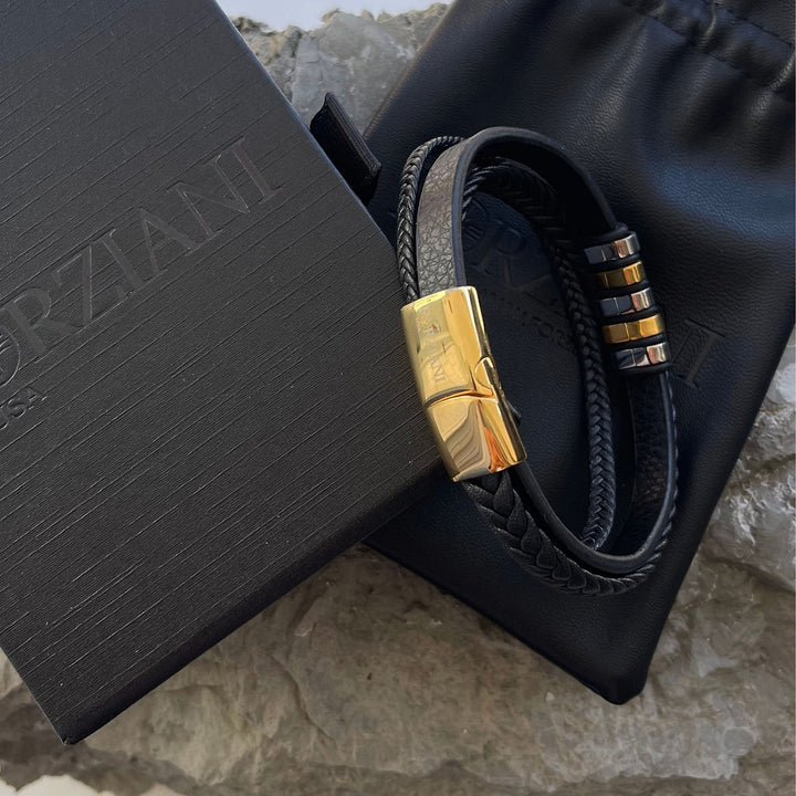 Voyager Multilayered Nappa Leather Bracelet Gold