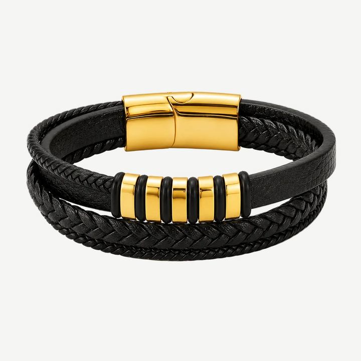 Voyager Multilayered Nappa Leather Bracelet Gold