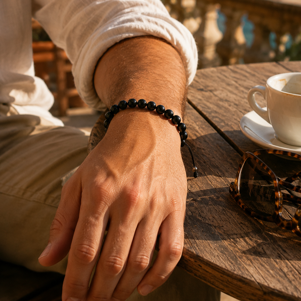 Ace Black Onyx Beads Bracelet, 10mm