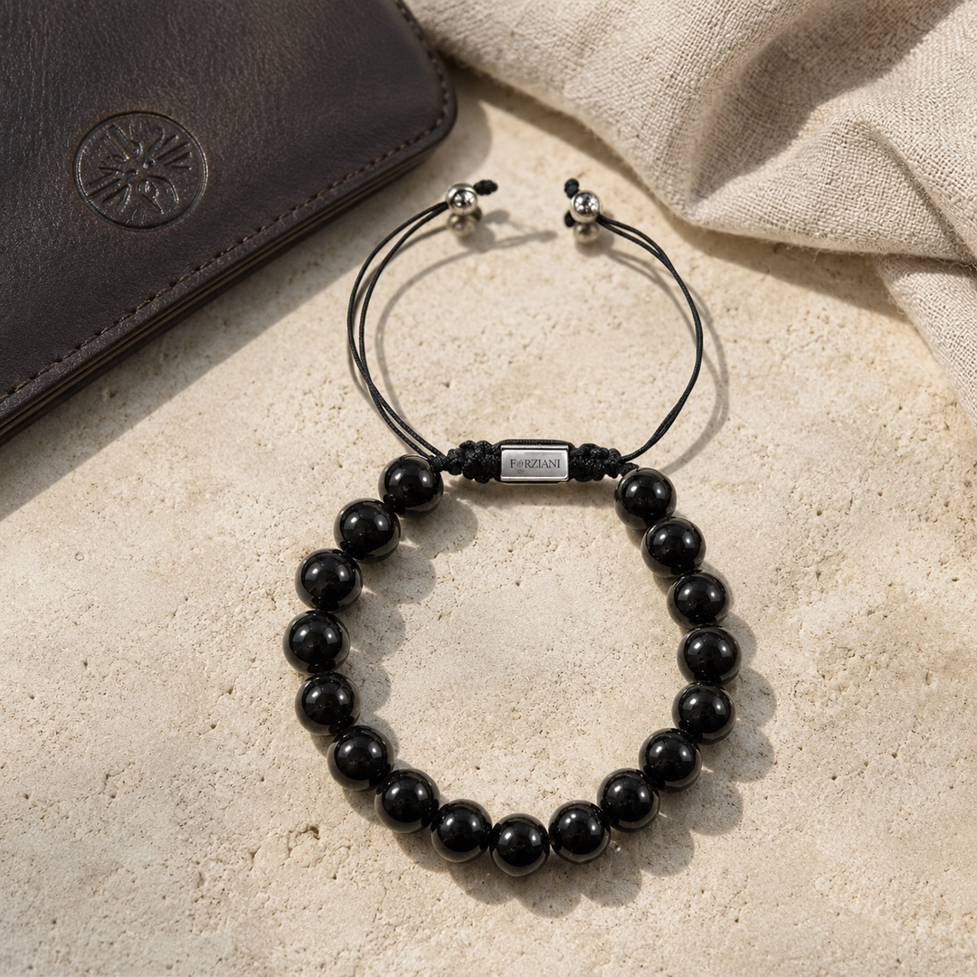 Ace Black Onyx Beads Bracelet, 10mm
