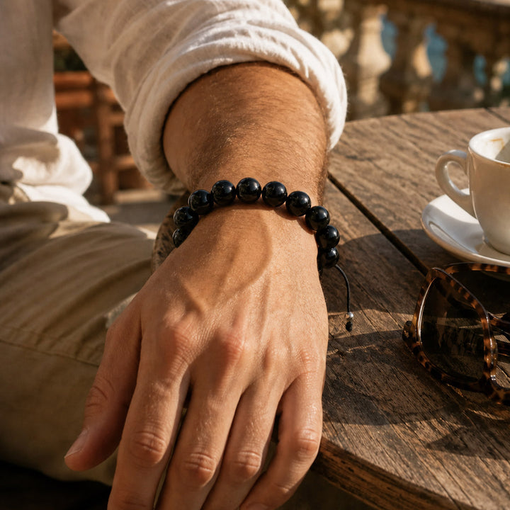Ace Black Onyx Beads Bracelet, 10mm