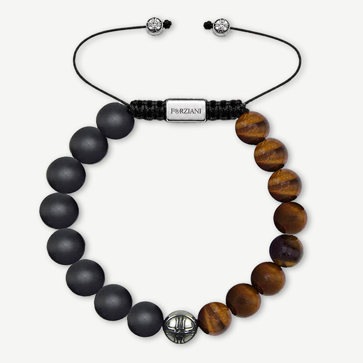 Aether Tiger's Eye and Black Agate Beads Bracelet, 10mm