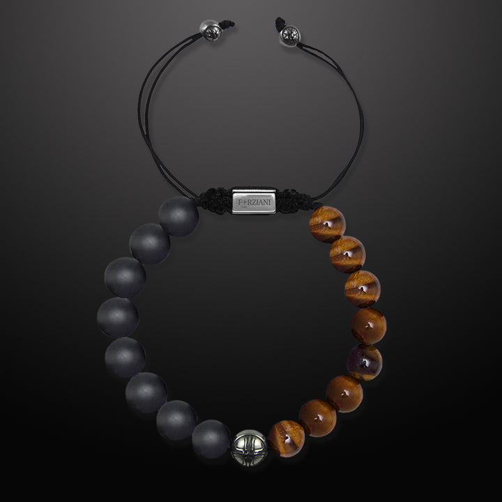 Aether Tiger's Eye and Black Agate Beads Bracelet, 10mm