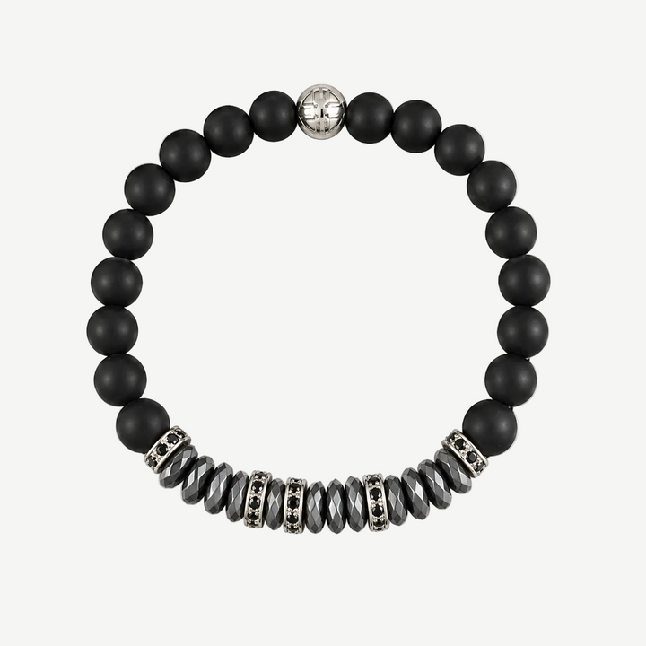 Apollo Black Agate and Pyrite Beads Bracelet, 6mm