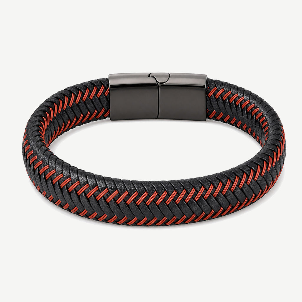 1980s .ar leather coating 2連 bracelet Astro Red Woven Leather Bracelet – Forziani