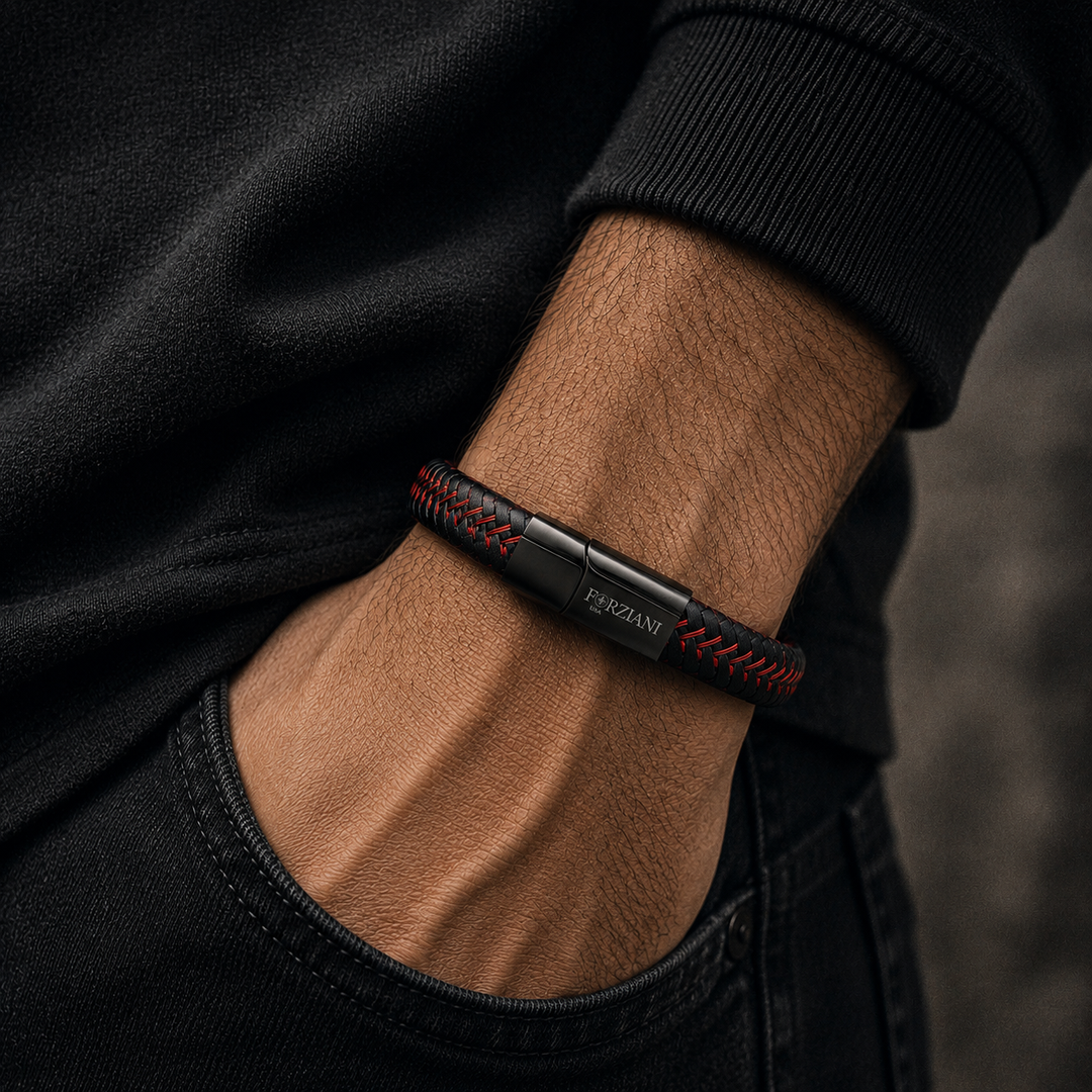 Astro Red Woven Leather Bracelet