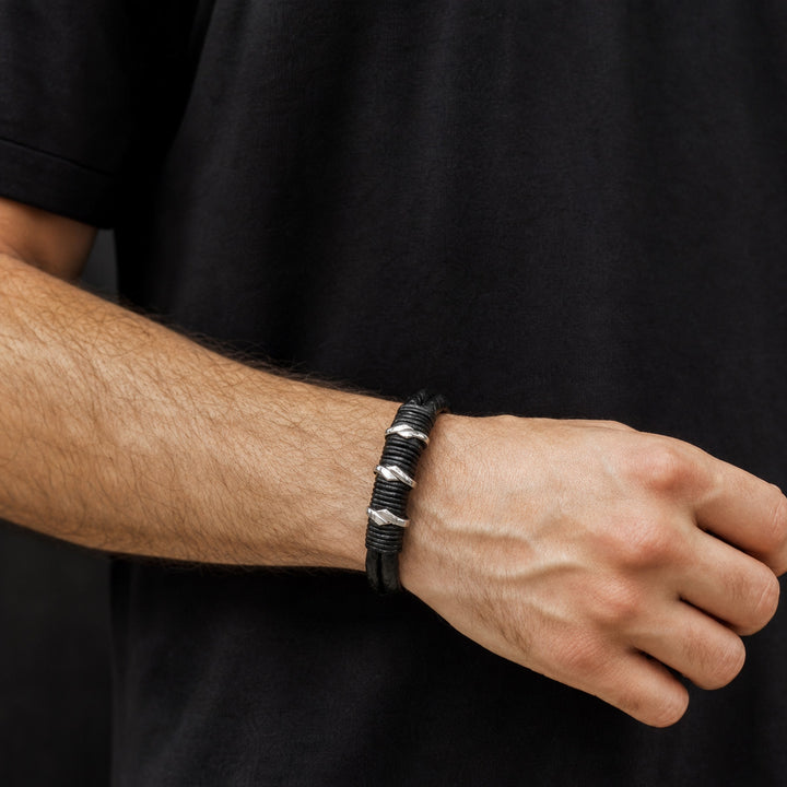 Black Braided Nappa Leather Bracelet