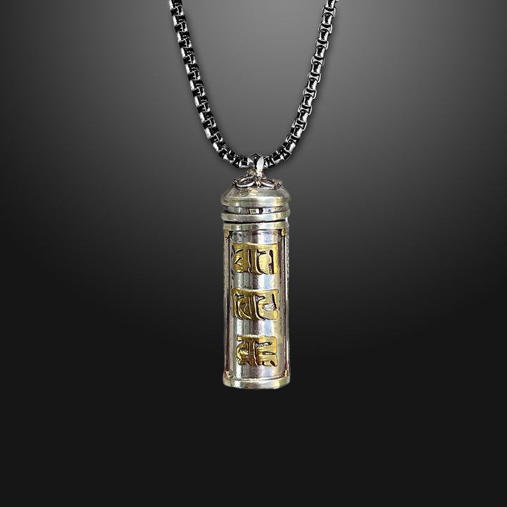 Buddhist Prayer Box Amulet Necklace