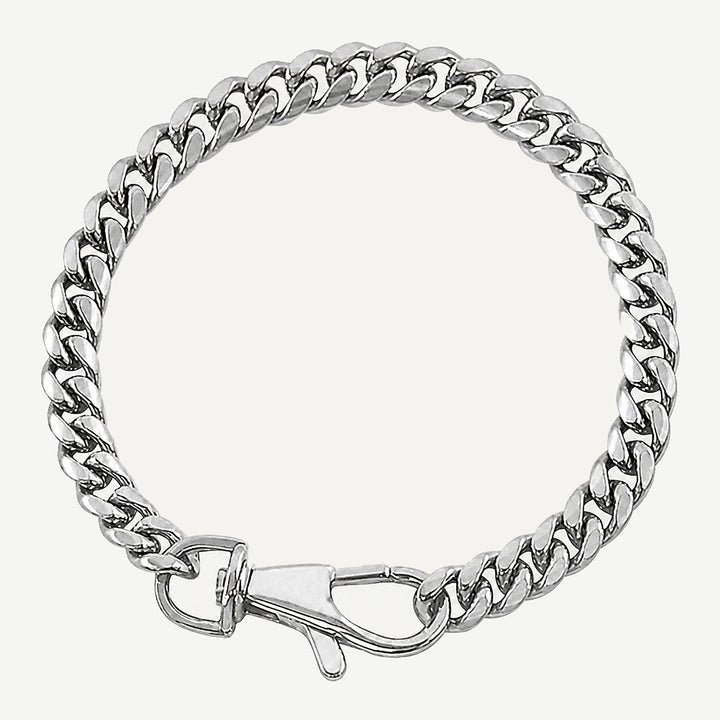 Crescent Curb Link Chain Bracelet Silver