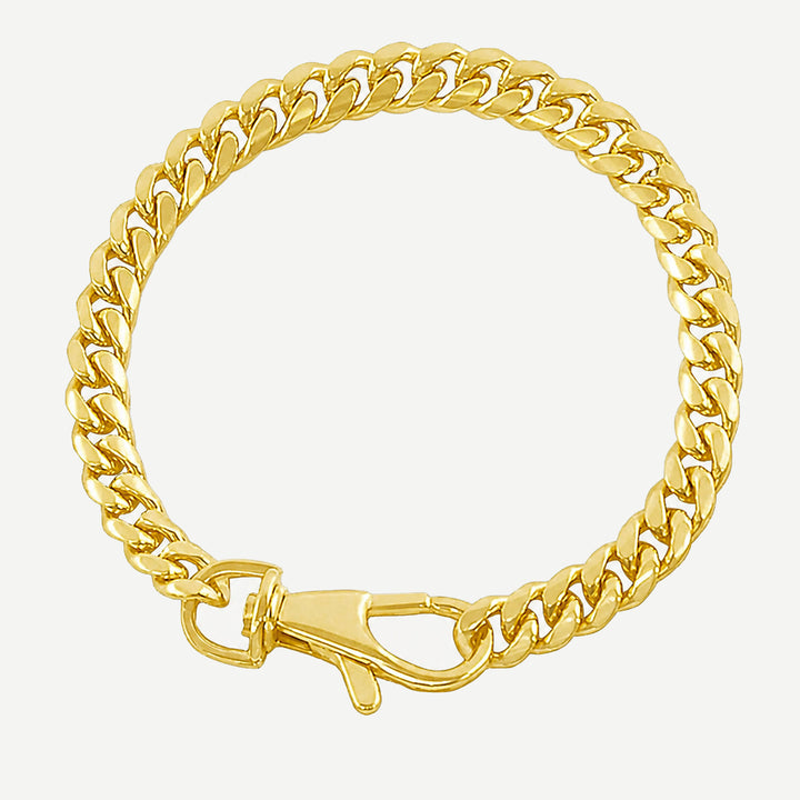 Crescent Curb Link Chain Bracelet Gold