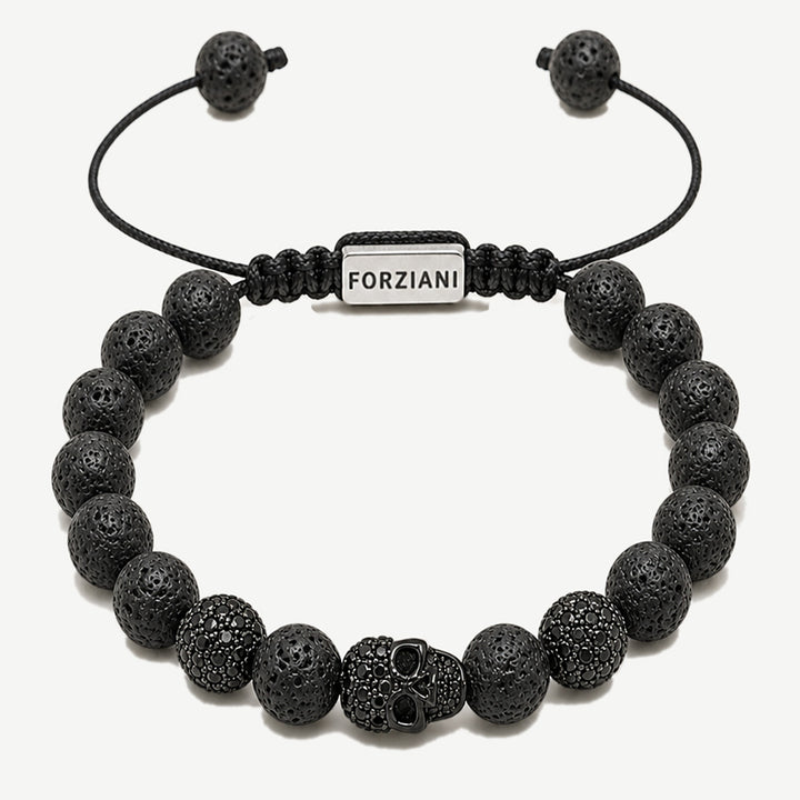 Rebel Skull and Lava Stone Beads Bracelet
