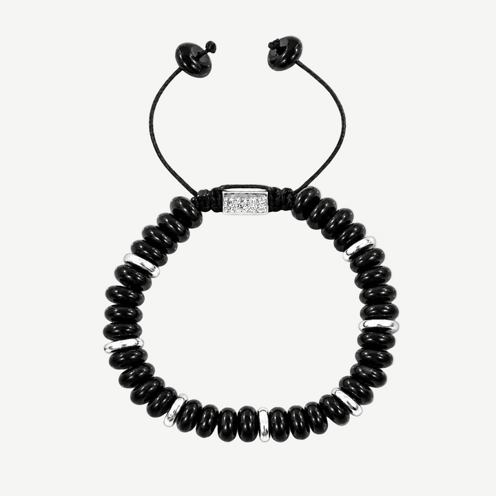 Explorer Black Onyx Disk Beads Bracelet, 10mm