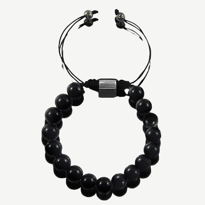 Ace Black Onyx Beads Bracelet, 10mm — finished light background #F5F5F3 — source image 1