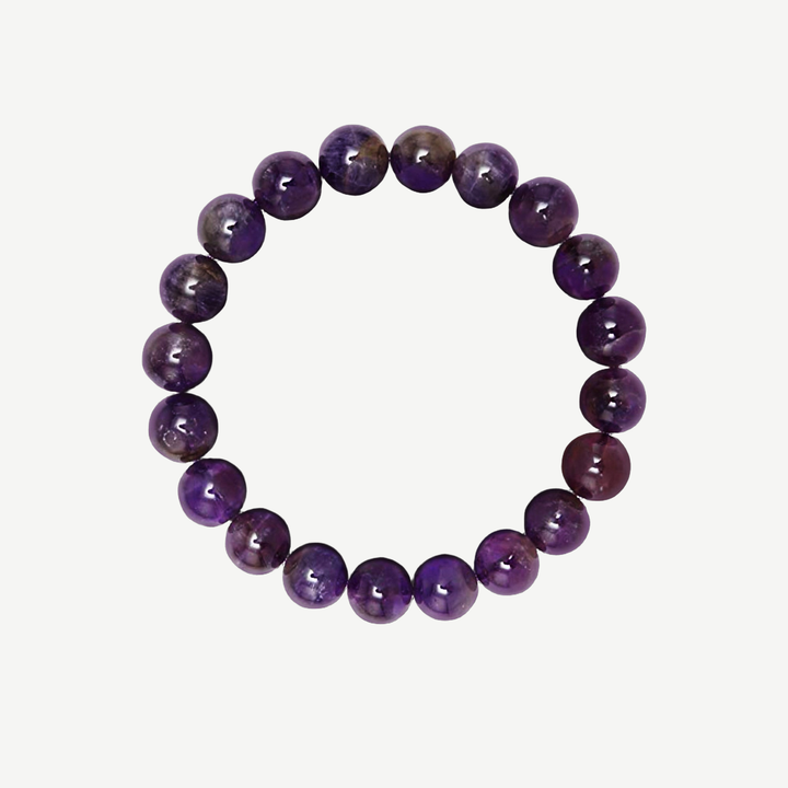 Amethyst Beaded Bracelet for Men, 10mm — finished light background #F5F5F3 — source image 1