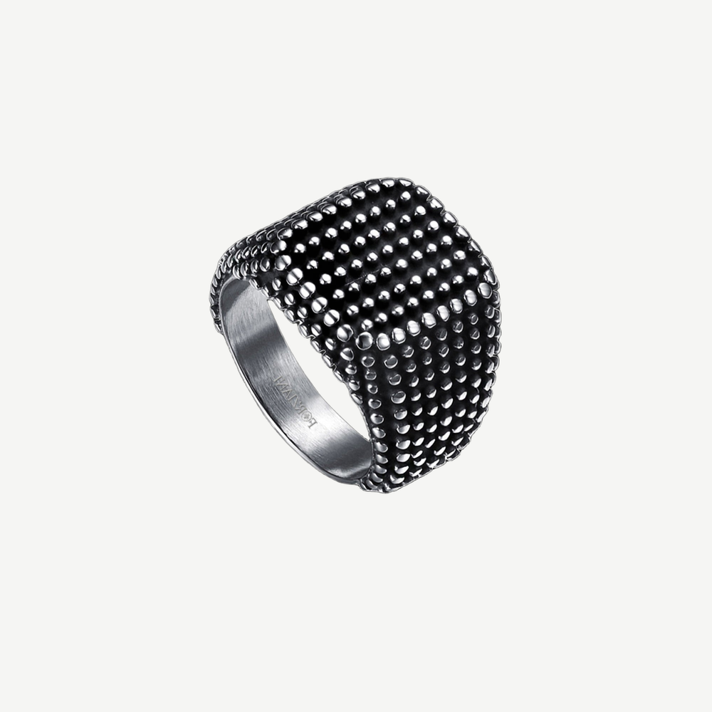 Armor Signet Ring for Men — light background #F5F5F3 — source image 4