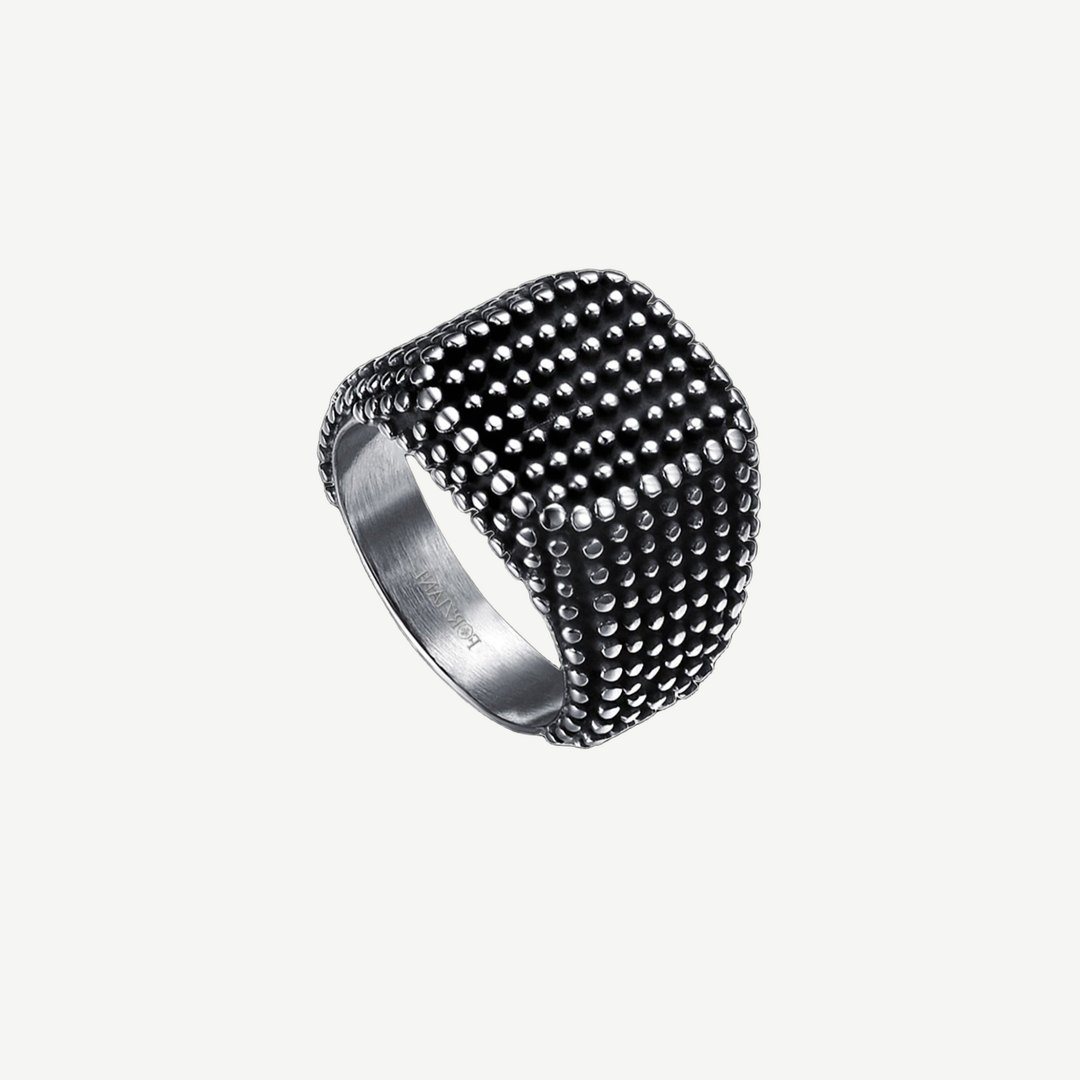 Armor Signet Ring for Men — light background #F5F5F3 — source image 4