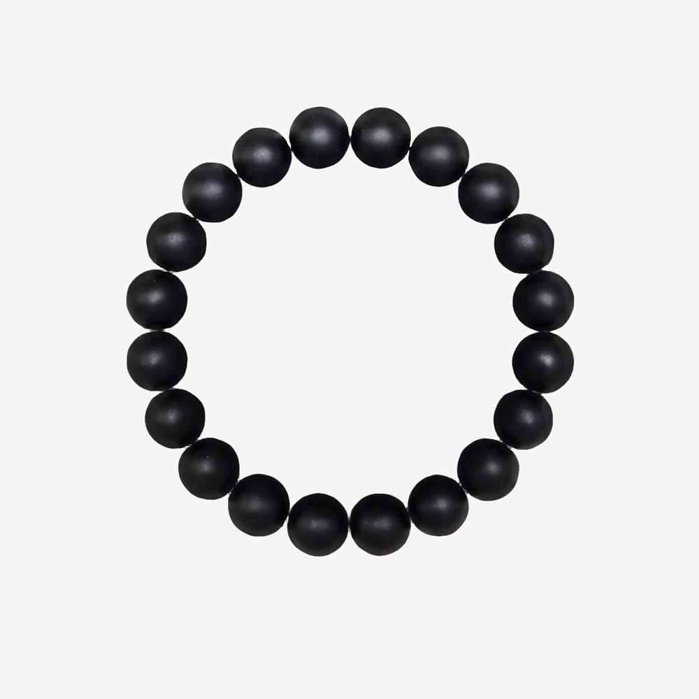 Black Agate Beaded Bracelet for Men, 10mm — finished light background #F5F5F3 — source image 1