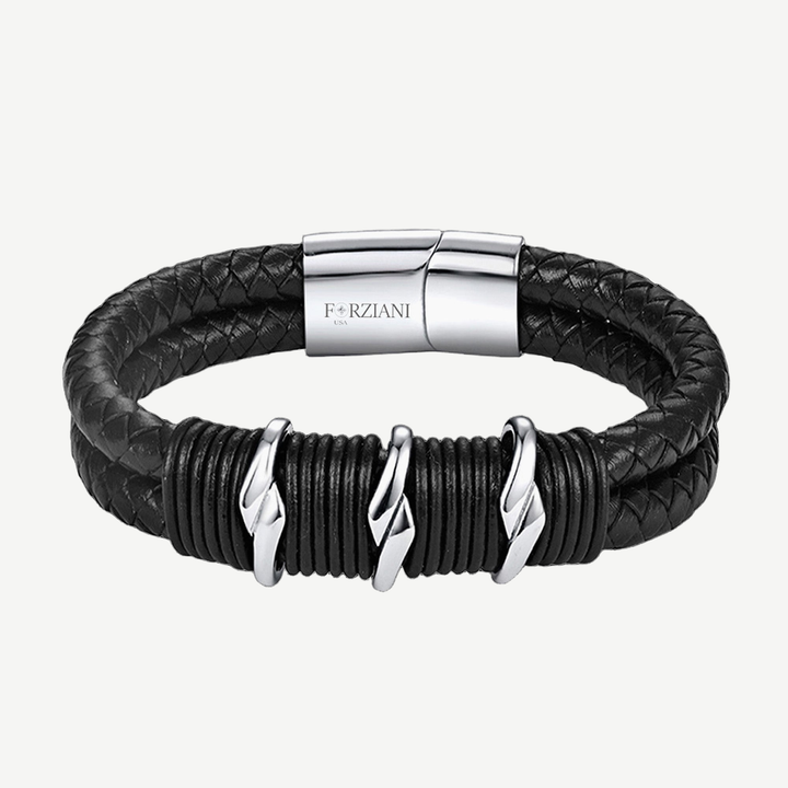 Black Braided Nappa Leather Bracelet — finished light background #F5F5F3 — source image 1