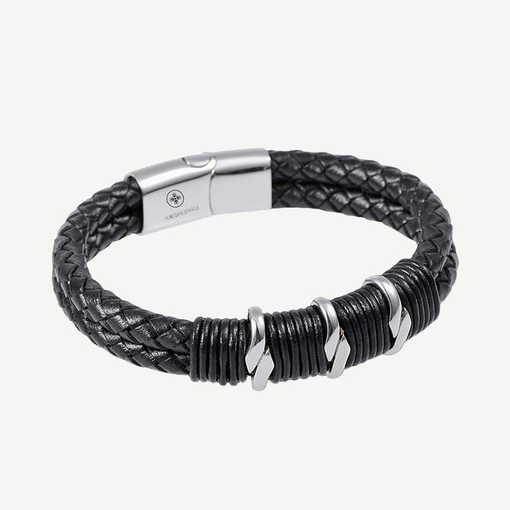 Black Braided Nappa Leather Bracelet — finished light background #F5F5F3 — source image 6