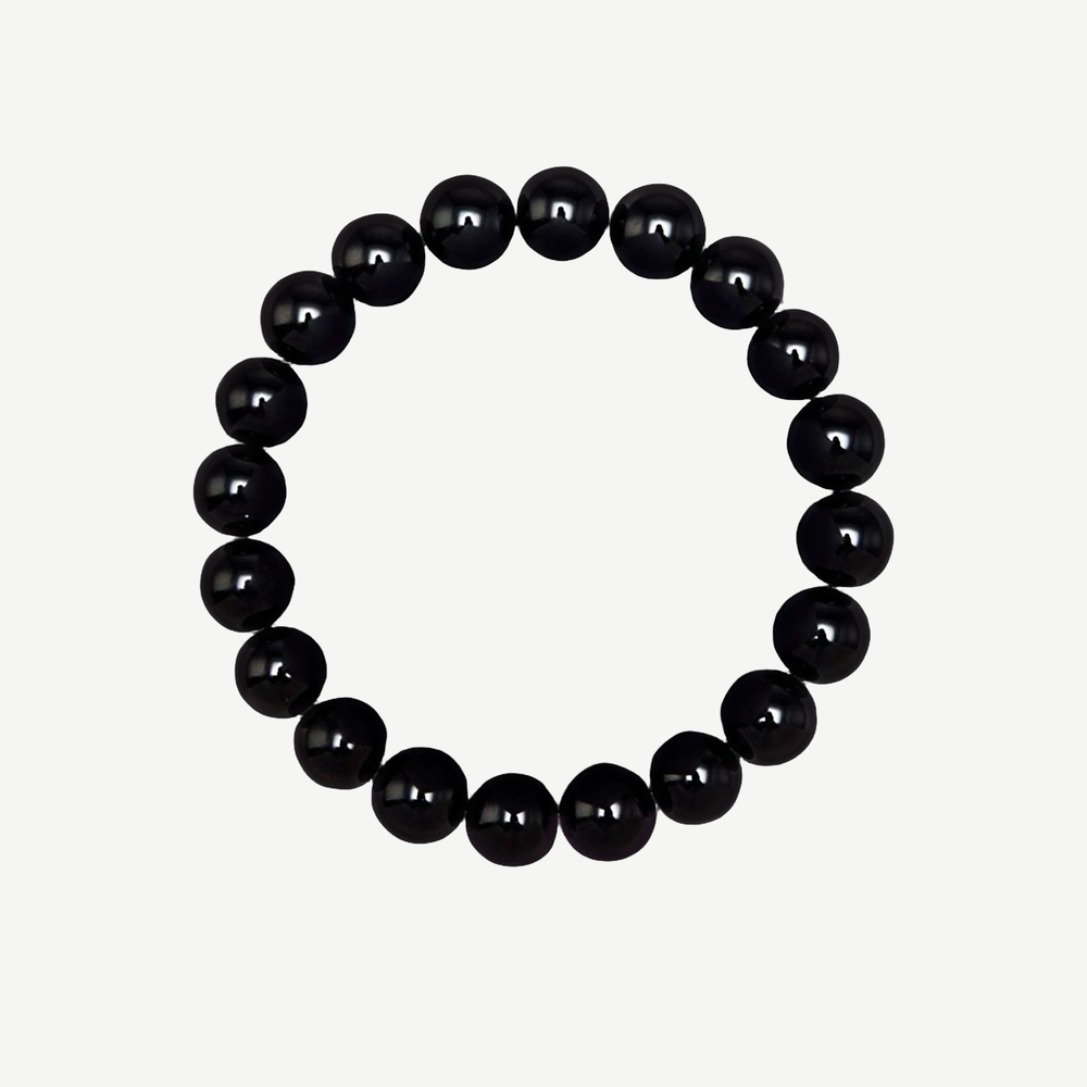 Black Onyx Beaded Bracelet for Men, 10mm — finished light background #F5F5F3 — source image 1