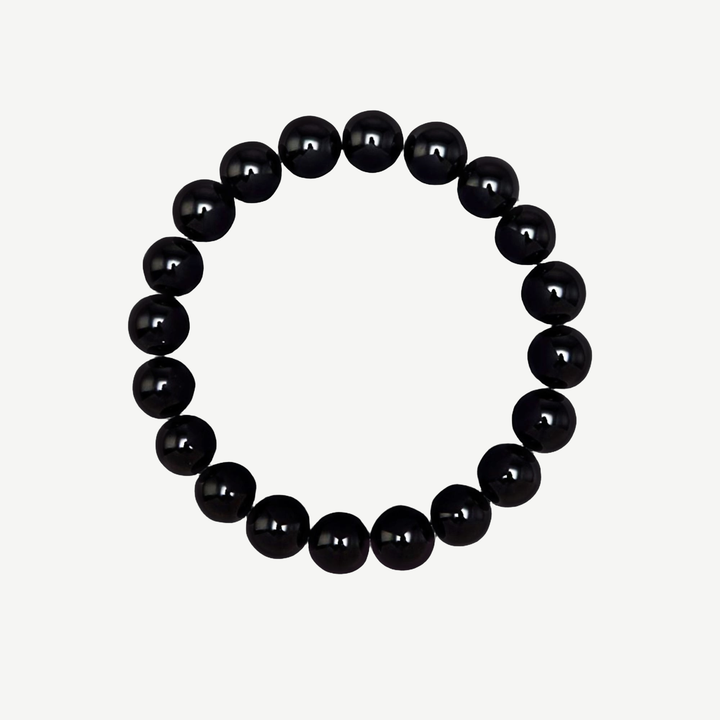 Black Onyx Beaded Bracelet for Men, 10mm — finished light background #F5F5F3 — source image 1