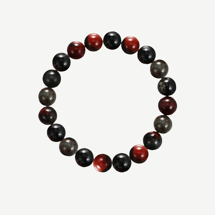 Bloodstone Beaded Bracelet for Men, 10mm — finished light background #F5F5F3 — source image 1