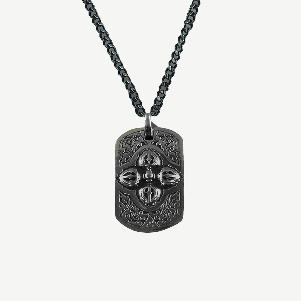Bolt Tag Amulet Necklace — finished light background #F5F5F3 — source image 1