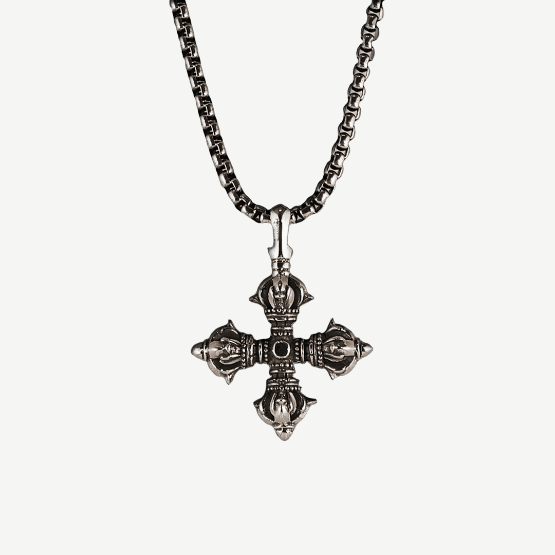 Buddhist Dorje Amulet Necklace — finished light background #F5F5F3 — source image 1