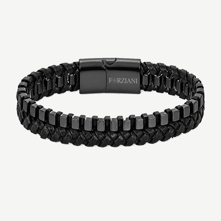 Carbon Line Steel and Leather Bracelet for Men