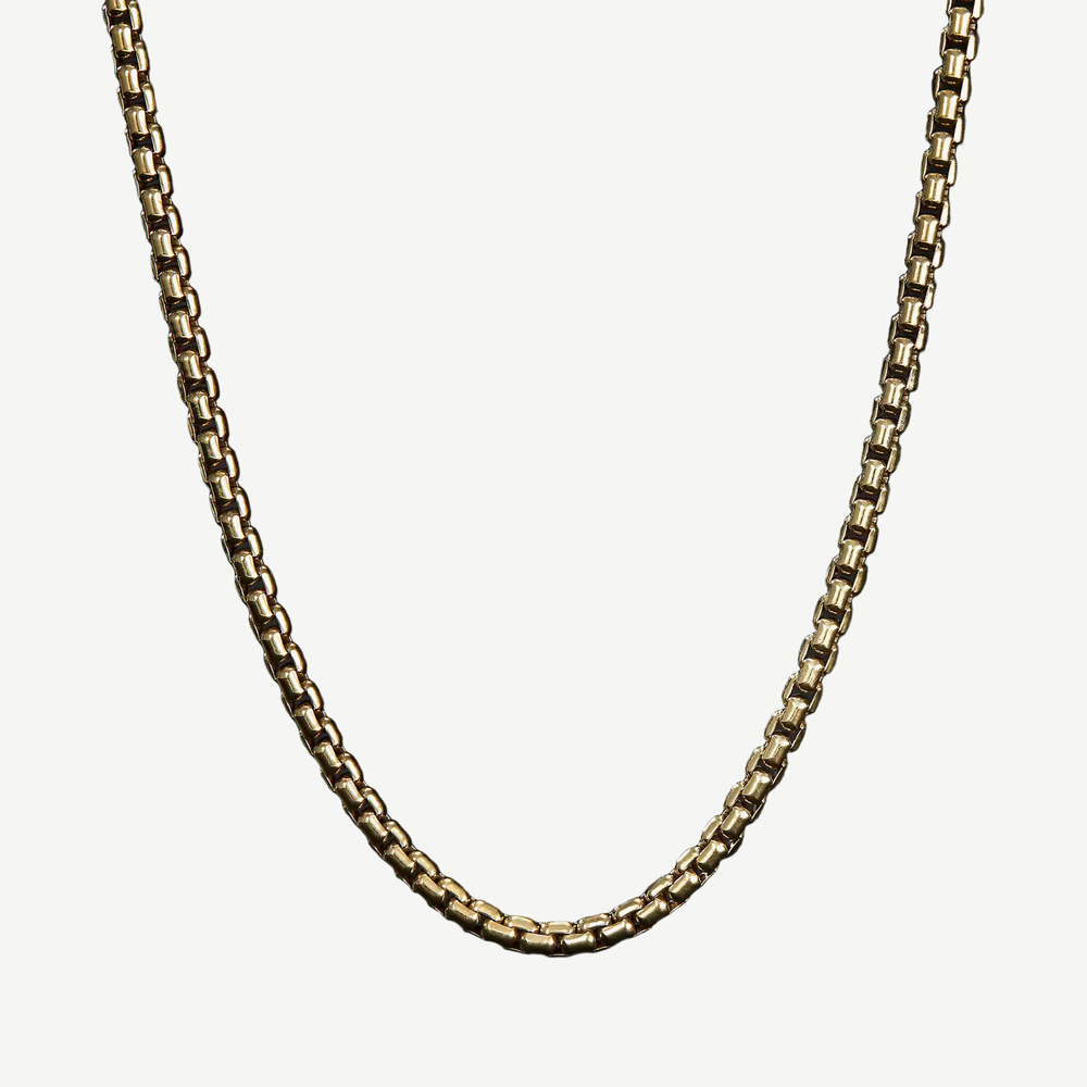 Catalyst Box Chain Necklace Gold - 8mm — finished light background #F5F5F3 — source image 1