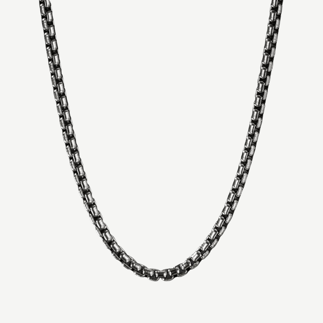 Catalyst Box Chain Necklace Silver - 8mm — finished light background #F5F5F3 — source image 1