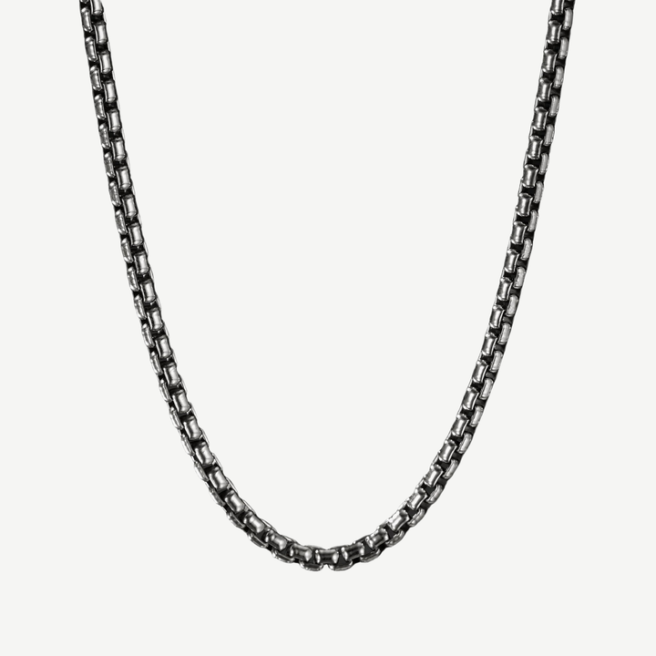Catalyst Box Chain Necklace Silver - 8mm — finished light background #F5F5F3 — source image 1