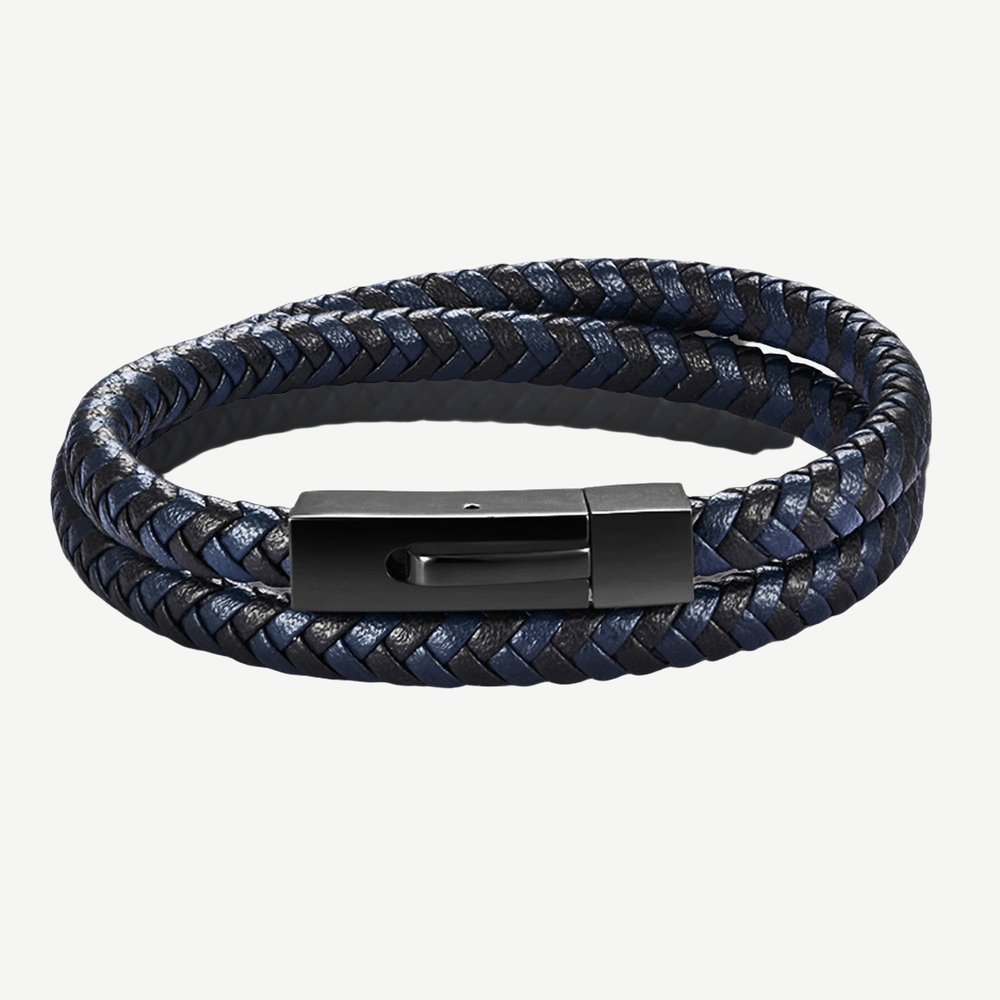 Chevron Braided Italian Leather Wrap Bracelet — finished light background #F5F5F3 — source image 1